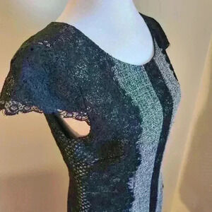 Betsy Johnson Gray & Black Lace Tweed Dress